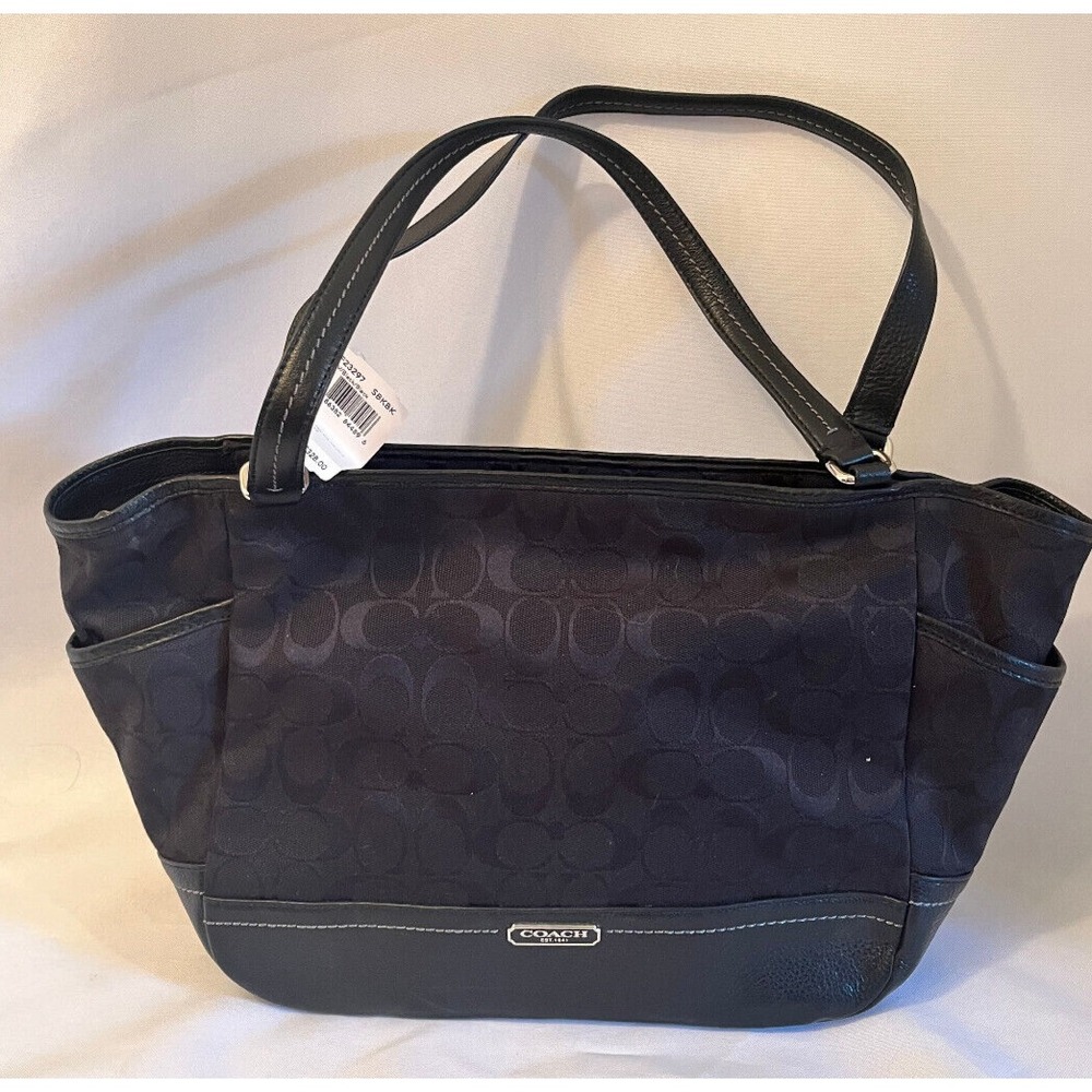 NWT Coach Park Signature Carrie F23297 Black Tote Handbag MSRP $328.00